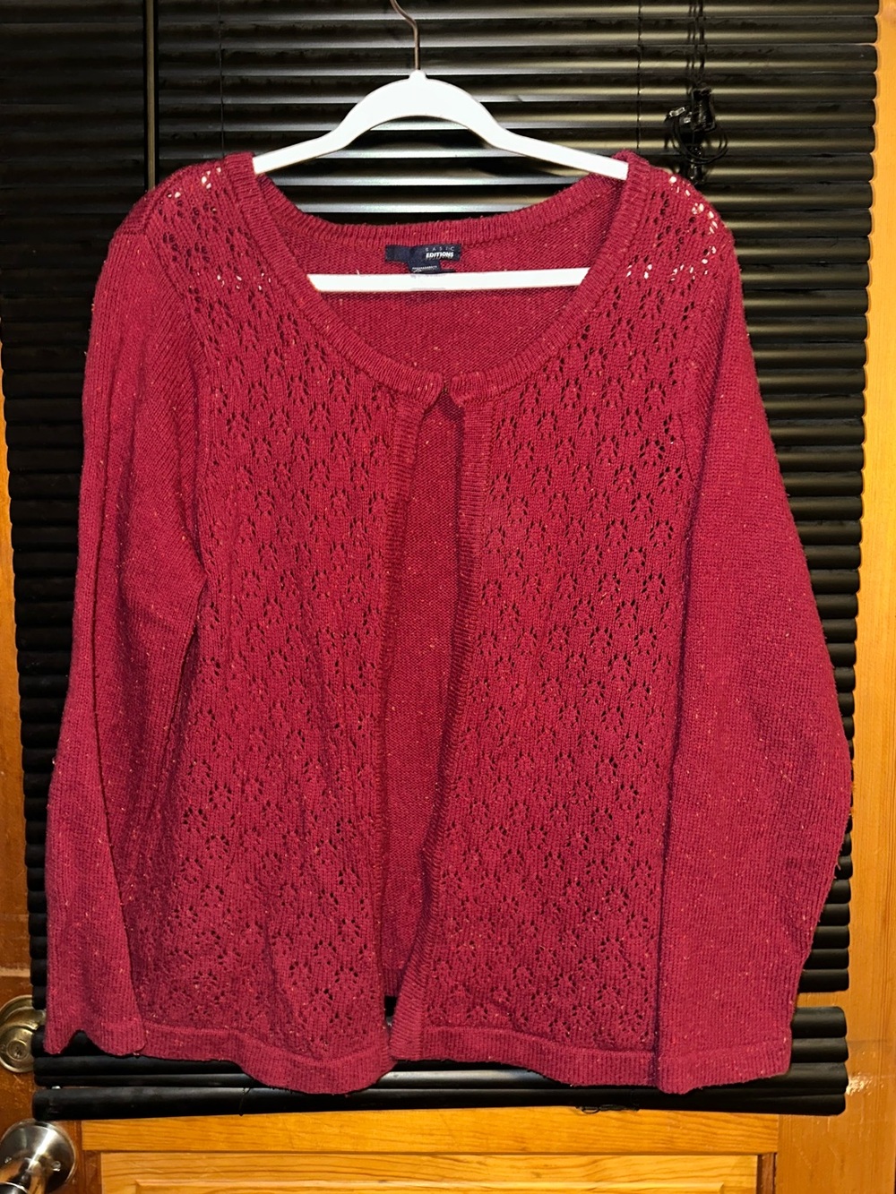 Vintage basic editions pointelle open-knit cardigan sweater